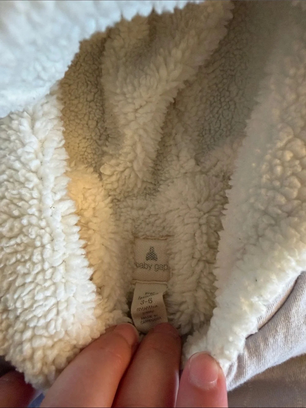 GAP Cream Sherpa-Lined Baby One-Piece with Hooded Ears